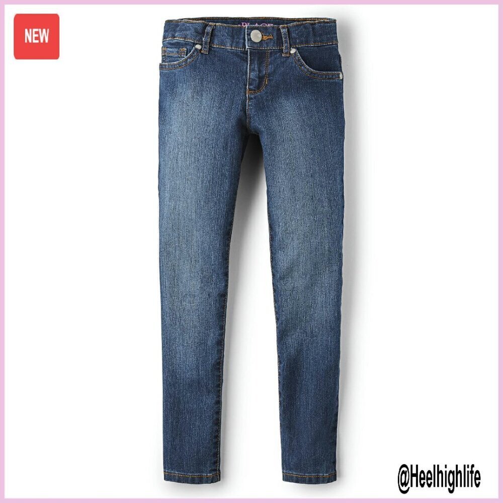 Girls Super Skinny Jeans, Cotton Blend Stretch, Adjustable Waist, 5-Pocket Style